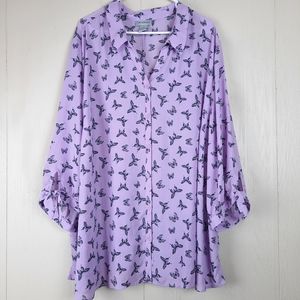 CATHERINES 4X CHIFFON BLOUSE BUTTERFLY BUTTON DOWN